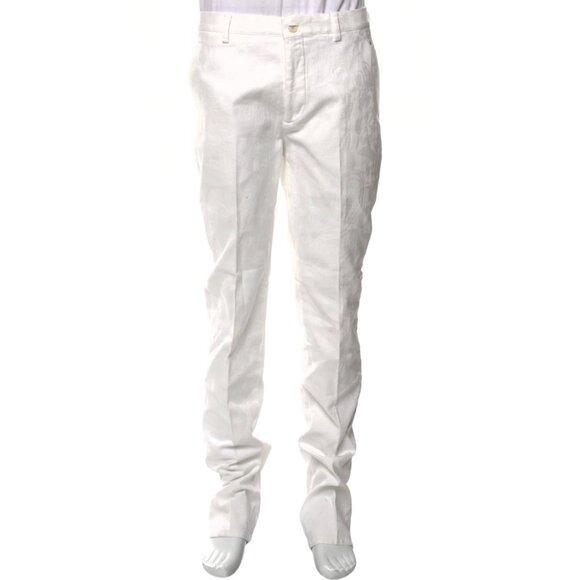 ETRO Man pants trouser 48 US 32 white paisley cotton